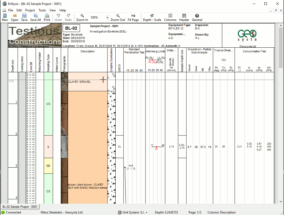 Easily editing borehole log templates